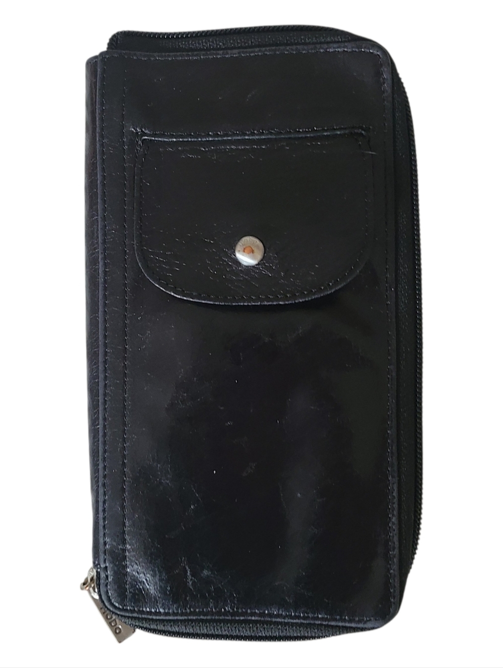 hobo tatum leather cell phone wallet black